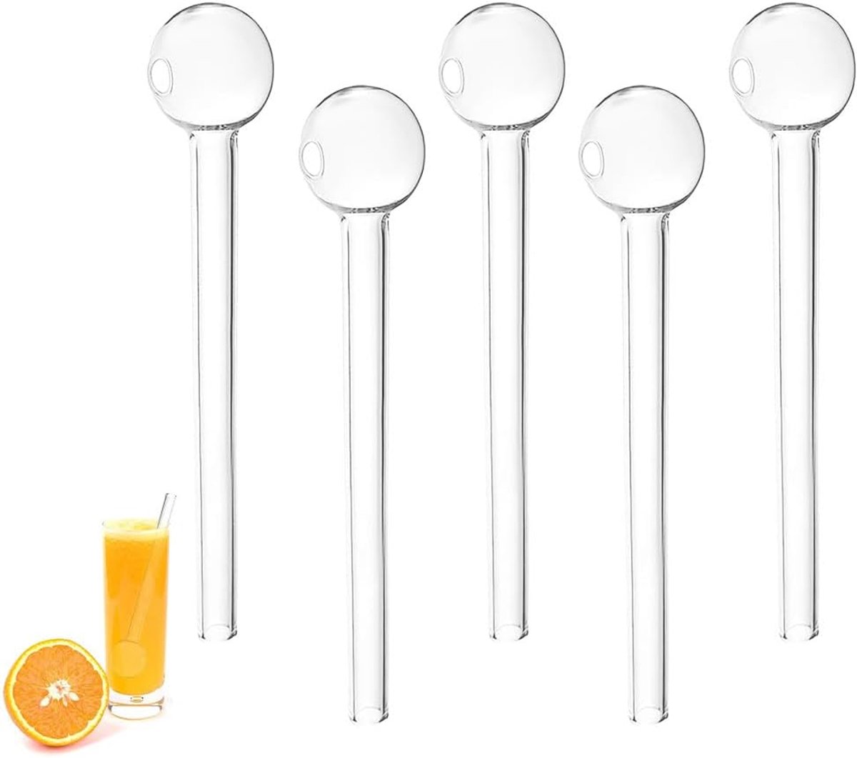 Pijp oliebrander mannelijke glazen buizen, 5 stuks 10 cm borosilicaatrietjes met bolvormige, mini draagbare hittebestendige oliebrander, doorzichtige dikke olieleiding voor reizen en