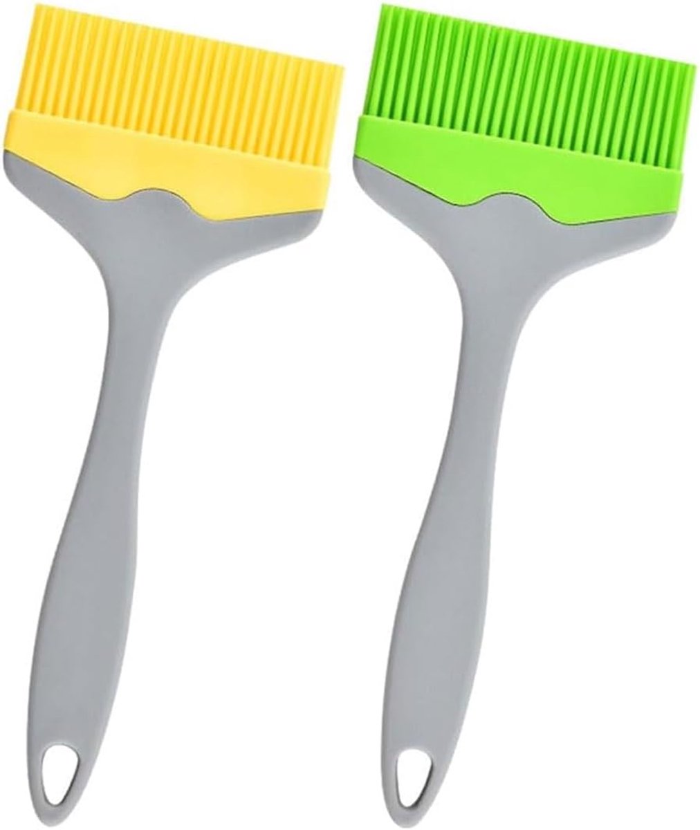 Borstel, extra groot, voor gebak, grill en keuken, hittebestendig, geel en groen