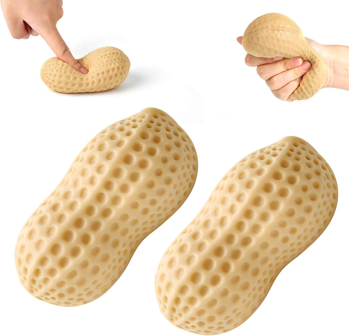 2 stuks Peanut Squishy Fidget Toys, zachte stressverminderende knijpballen (T)