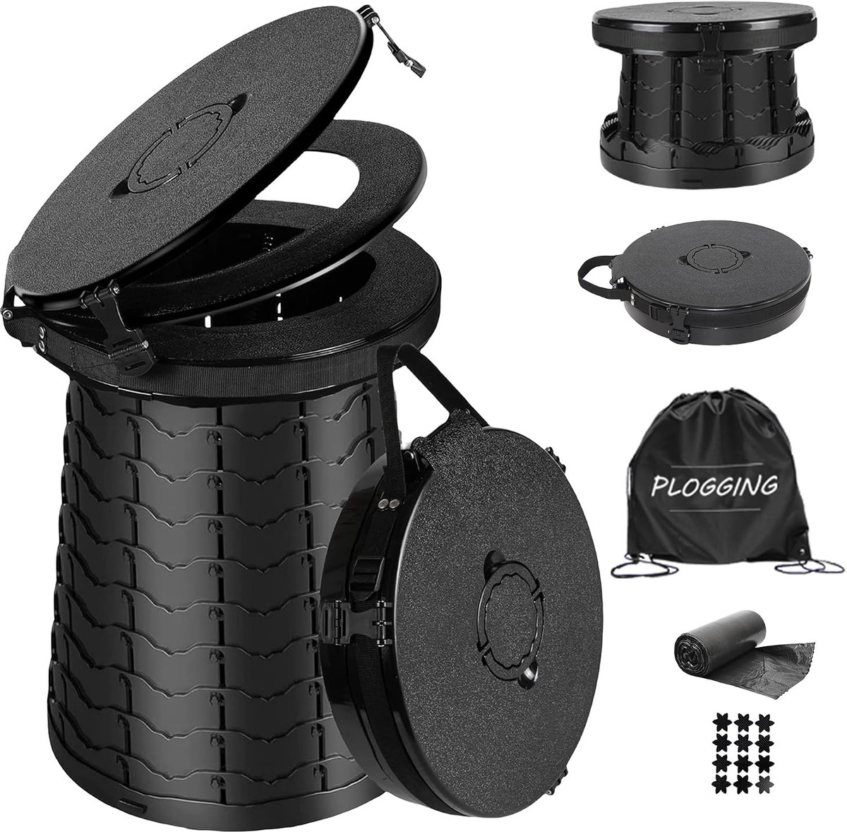 Toilet, draagbaar toilet voor volwassenen, verstelbare hoogte opvouwbaar toilet, draagbaar Porta potje voor kamperen, outdoor noodgevallen, auto, reizen