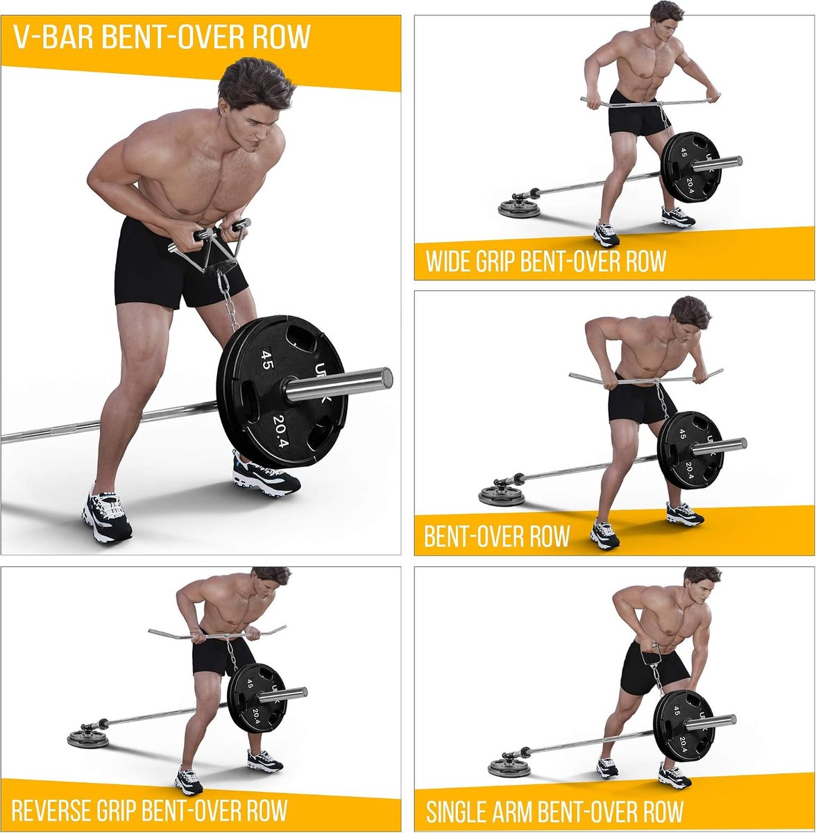 Barbell Bomb, T Bar 4 handgrepen verstelbaar & enkele arm landmine handvat (2,87 inch) - past zowel 1 inch en 5 cm lange halterstang, persen, rijen, rotaties, gespleten squats en training voor