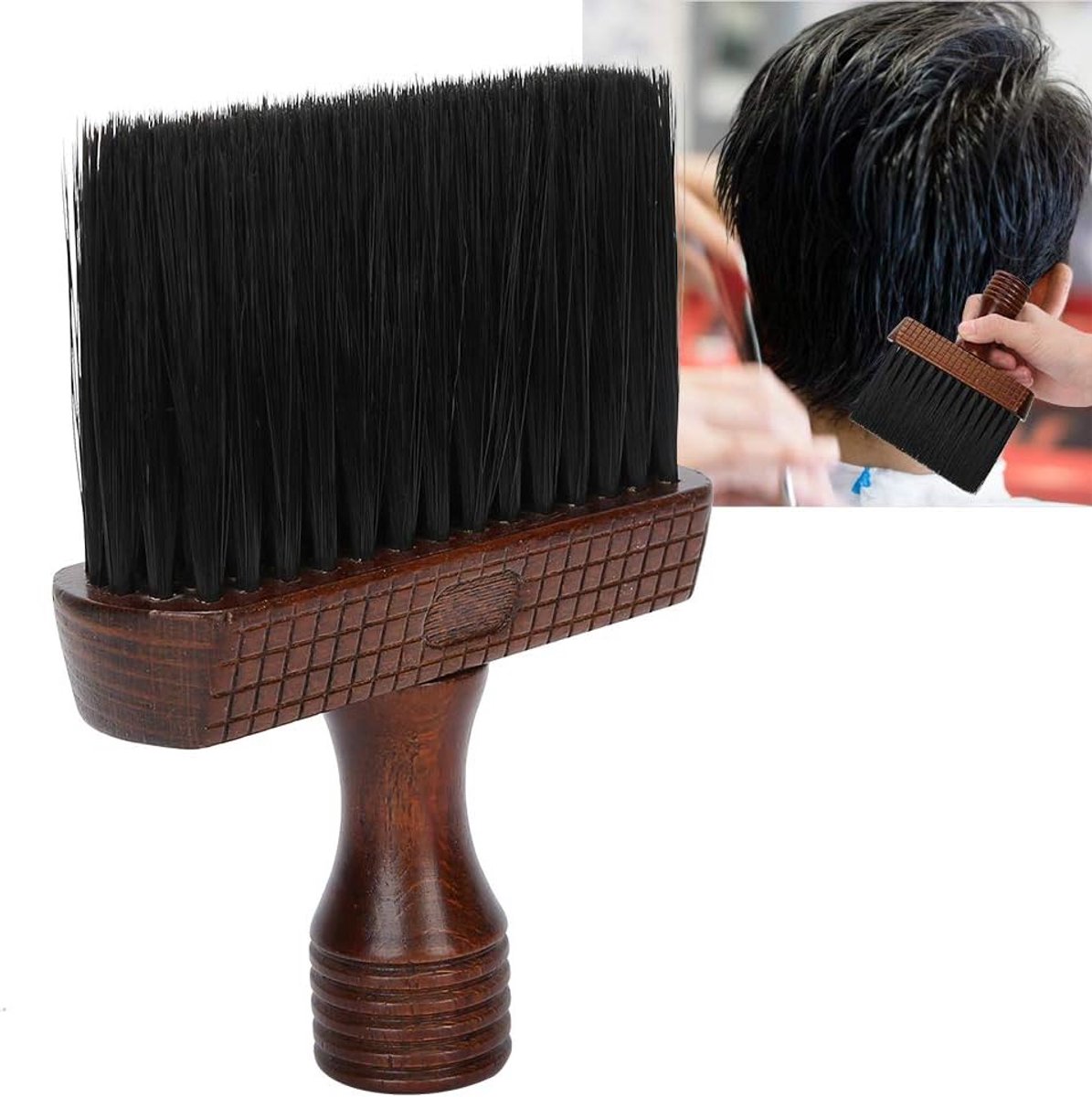 Haarknipborstel voor gebroken haar, gemakkelijk schoon te maken, huidvriendelijk, ergonomisch ontwerp, lichtgewicht, klein formaat, massief hout + vezelmateriaal voor het verwijderen van haar rond de