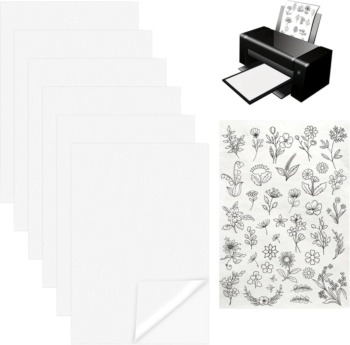 Set van 6 zelfklevend borduurvlies A4 (29,7 x 21 cm) – in water oplosbaar borduurvlies voor hand- en machinaal borduurwerk, ideaal voor nauwkeurige borduursjablonen, oplosbaar in water en