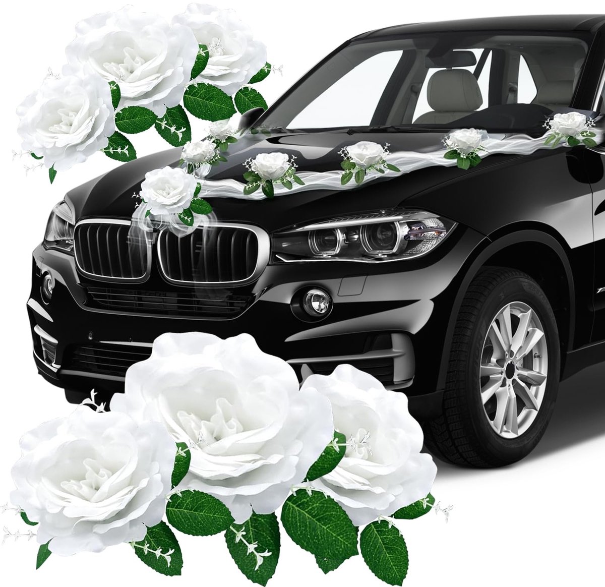SolidKeus - Set van 9 Magnetische Rozen voor Trouwauto Decoratie