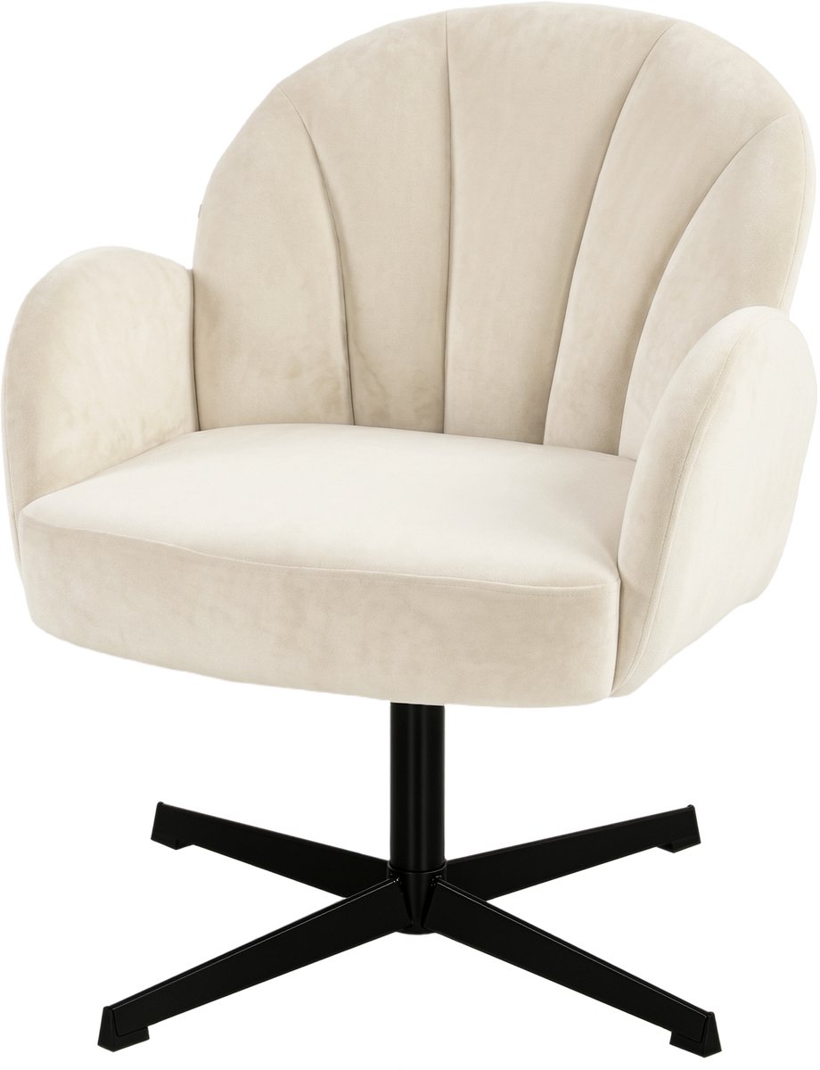 Accentstoel Fluweel (100% polyester), Staal - 64,5 x 68 x 80 cm - Beige