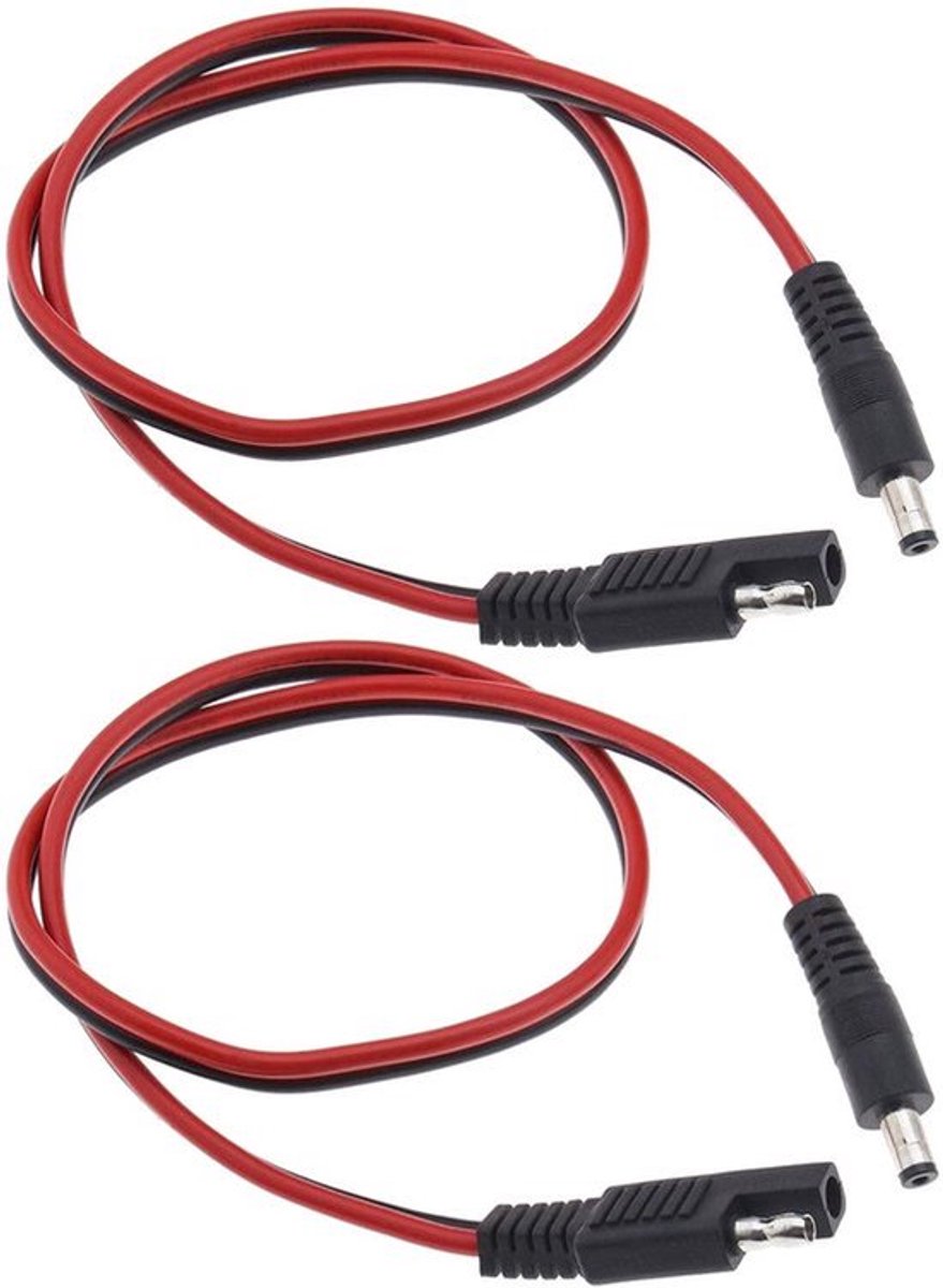 Kabel DC naar connectors, 2x 50cm, rood