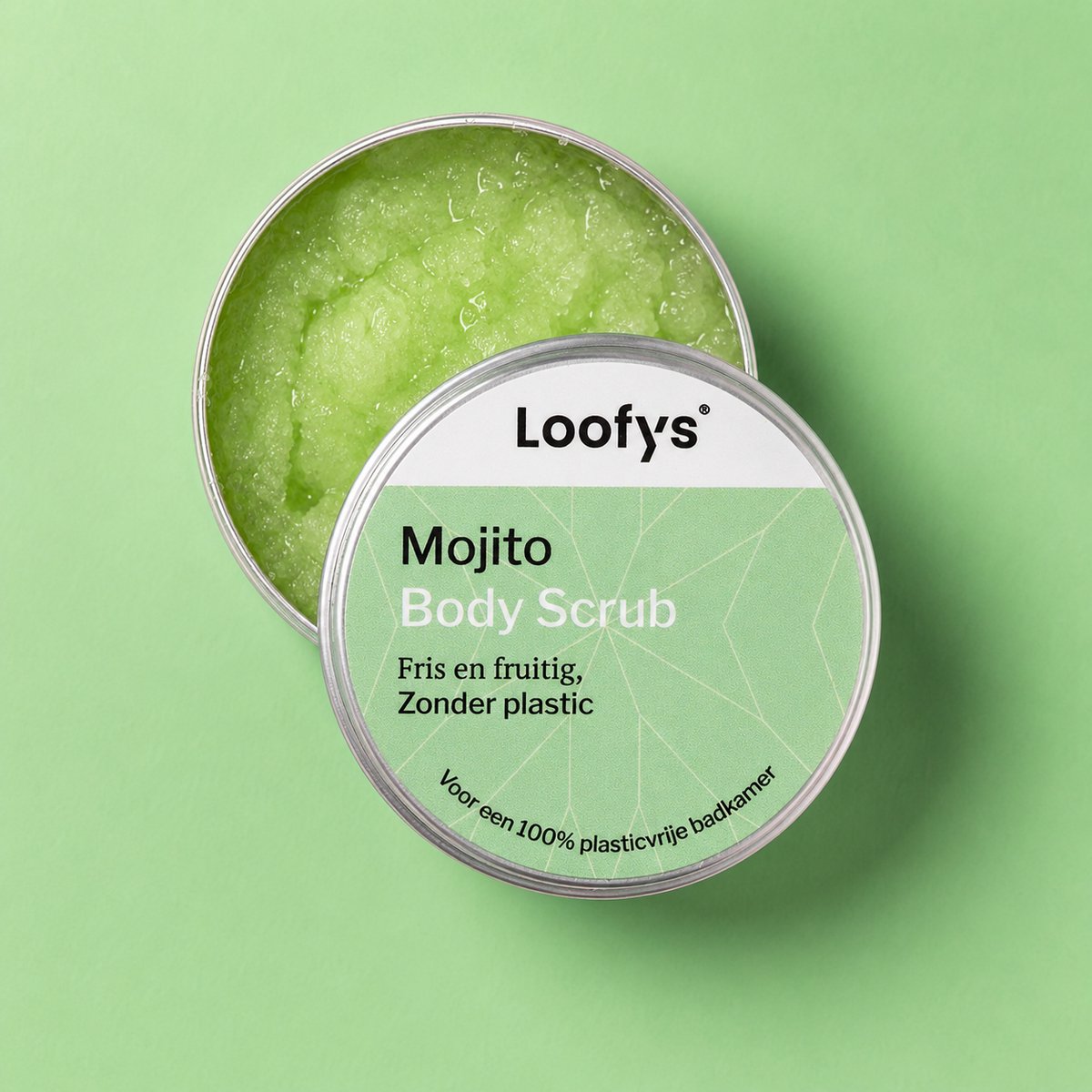 Loofys Body Scrub Mojito - Natuurlijke & Exfoliërende Lichaamsscrub - Plasticvrij, Vegan & Duurzaam - Herbruikbaar Blikje - 150g