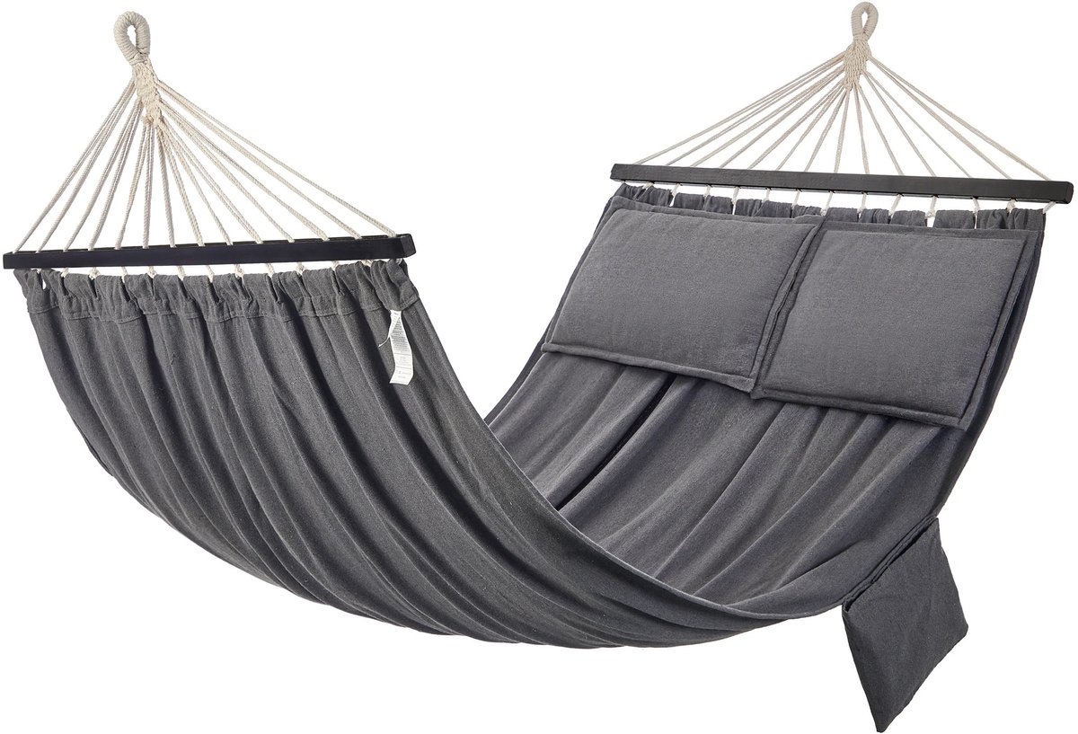 Golaro Hangmat - Tuin Hangmat - Zonder Standaard - 2 kussens - Grijs - Relax - Tuin - 2 personen - 210x150 cm - Tot 300 kg