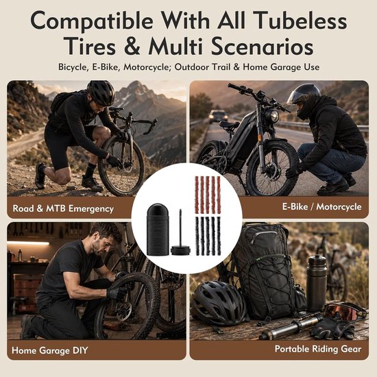 Reparatieset Banden - Fietsbanden Herstel - Onderweg Reparen - Tubeless Geschikt - 1 Stuks - Zwart — afbeelding 5