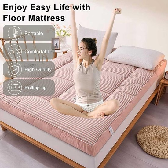 Zachte Vloermatras - Japanse Tatami - Comfortabel Slapen - Draagbaar Opvouwbaar - 120x200cm - Khaki — afbeelding 4