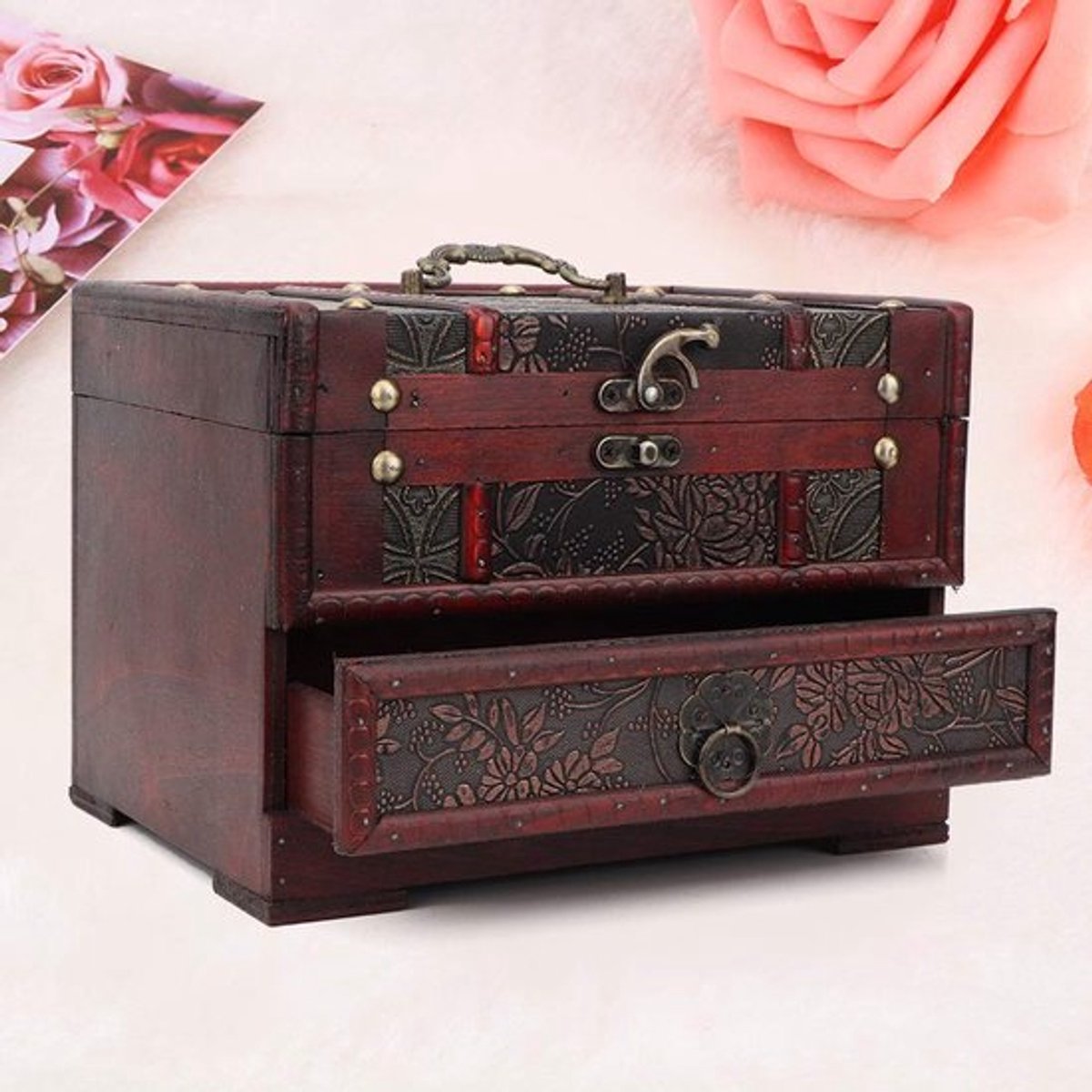 Dailygoods- Sieradendoos Hout - Vintage Juwelendoos - Organizer voor Sieraden - Met
