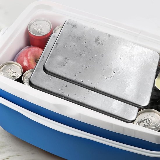 Koelvinnen Van Roestvrij Staal - Herbruikbaar Koelelementen - Koelelementen Voor Koelbox - 17.5 X 11.5 Cm - Platte Koelelementen - Kleine Koelelementen - Maaltijd Voorbereiding - Geschikt Voor Lunchtrommels, Picknicks, Kamperen En Wandelen - Zilver — afbeelding 2