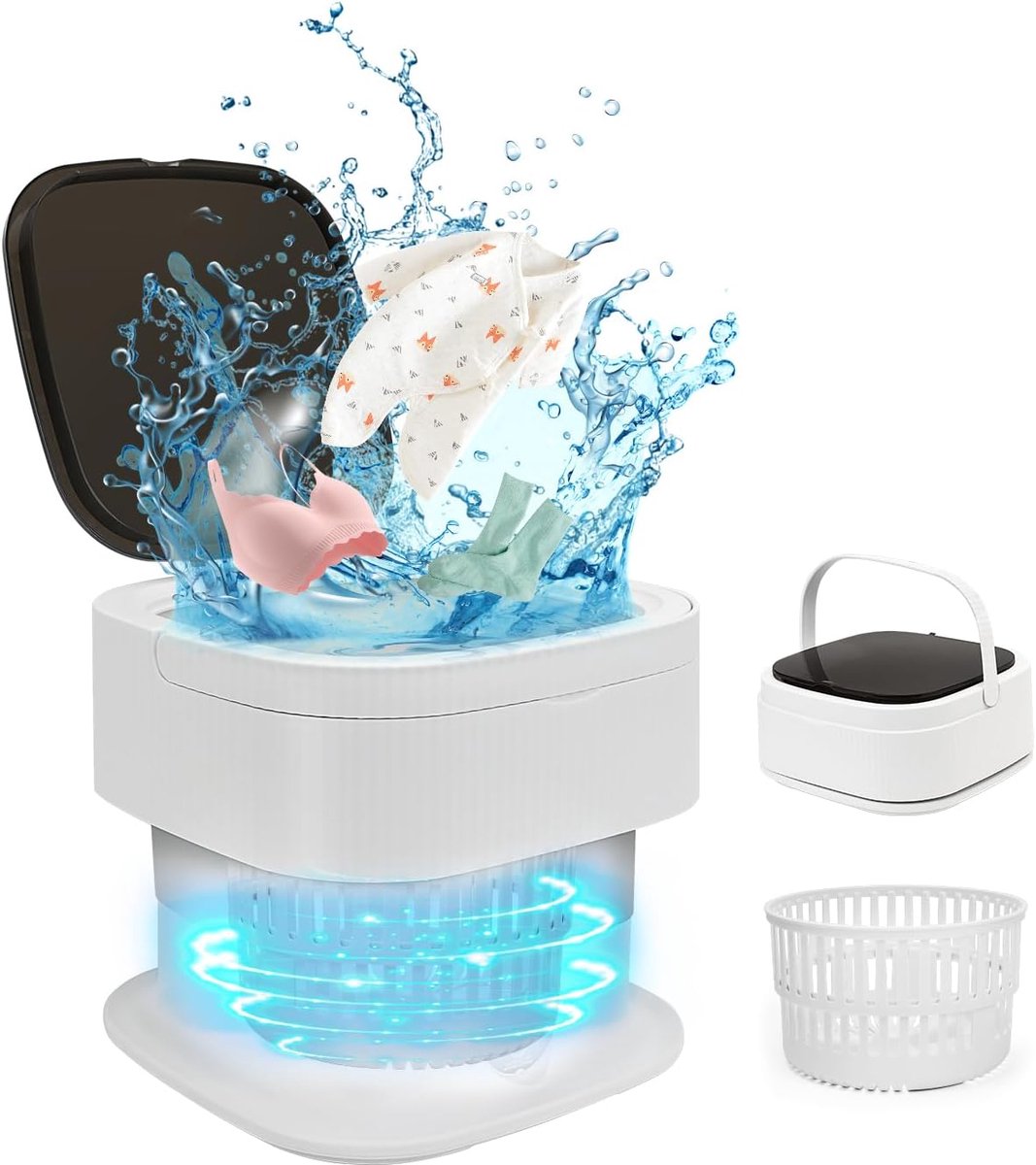 Draagbare Mini Wasmachine Opvouwbare Wasmachine Reizen en Camperen Met Centrifuge Functie 16 Liter Capaciteit Wit