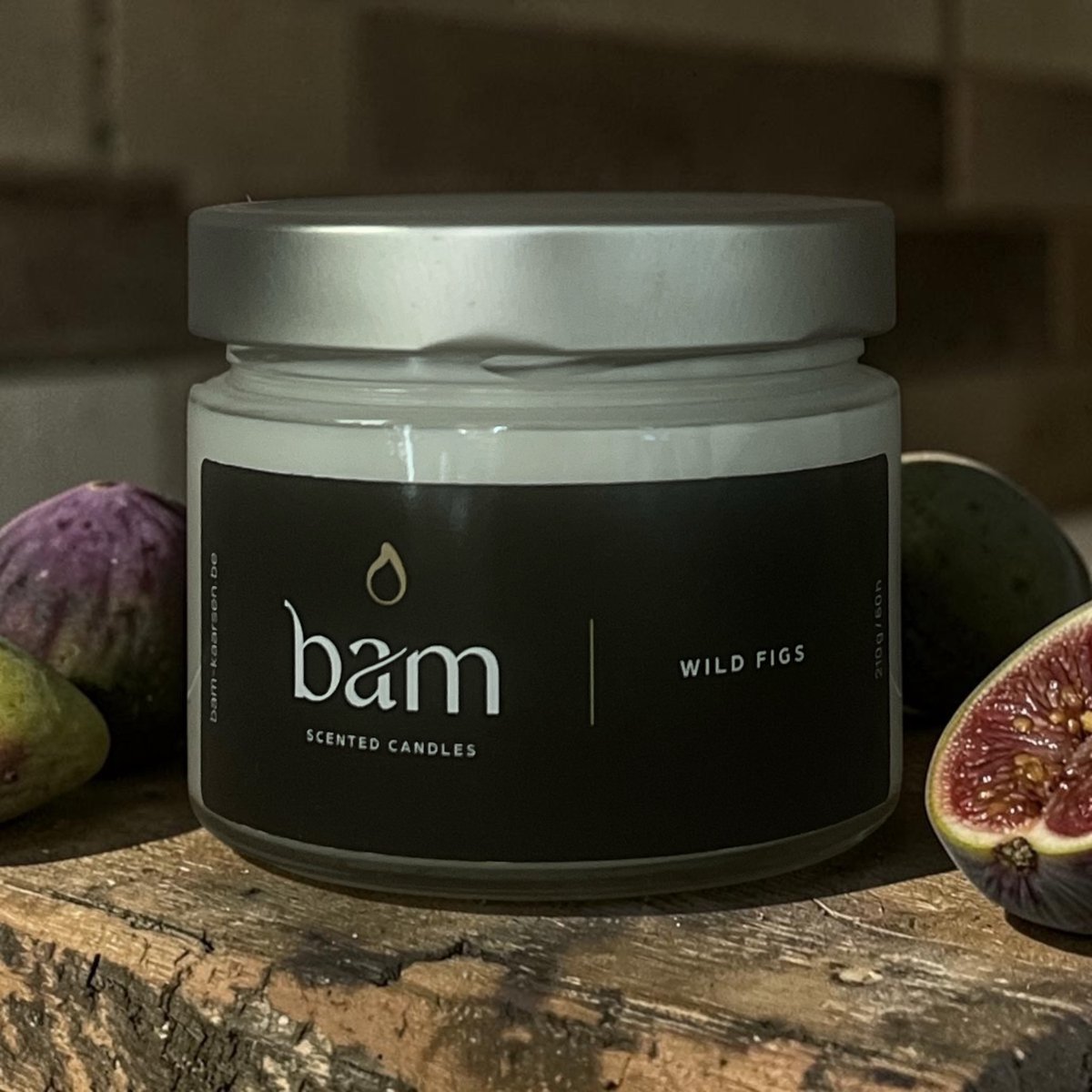 Bam Wilde Vijgen Geurkaars – Basic Collection Medium – 50 Branduren – 210 g – Zonnebloemwas – Vegan - WILD FIGS