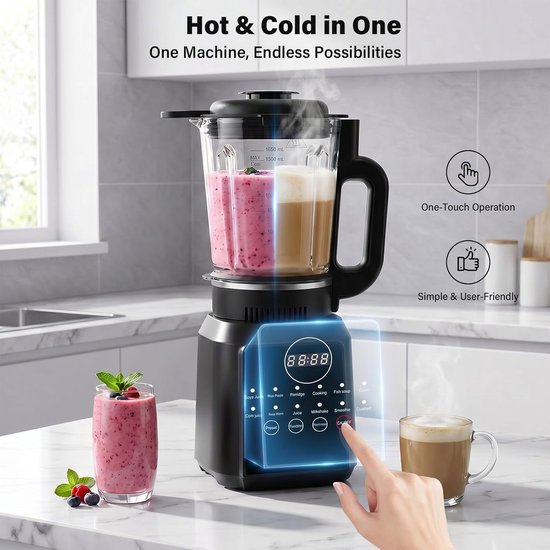 Staande mixer - Soepmaker aanrecht - Warme dranken maken - 12 automatische programma's - 1.7 liter kan - Wit — afbeelding 4