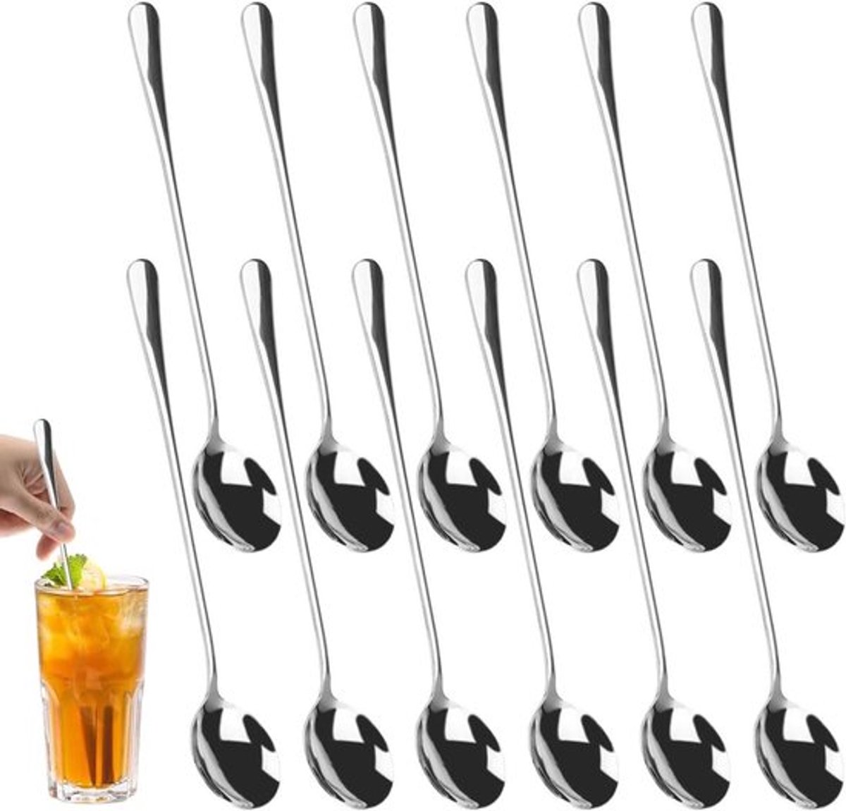 Lange lepels Allecto Plus set van 12 voor latte macchiato