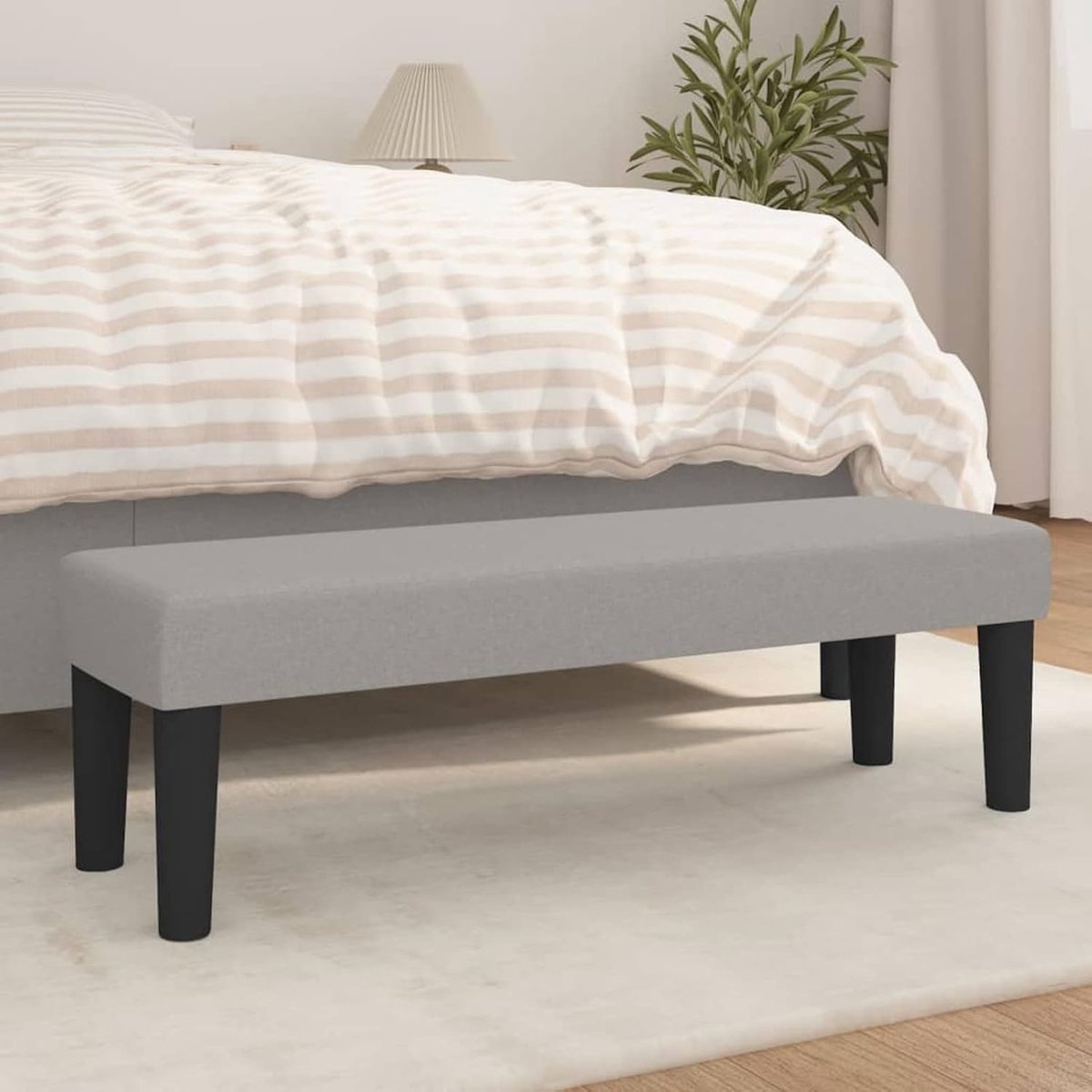 Zitbank stof - Opbergbankje entree - Extra zitplaats - Comfortabele vulling - 100 cm - Lichtgrijs