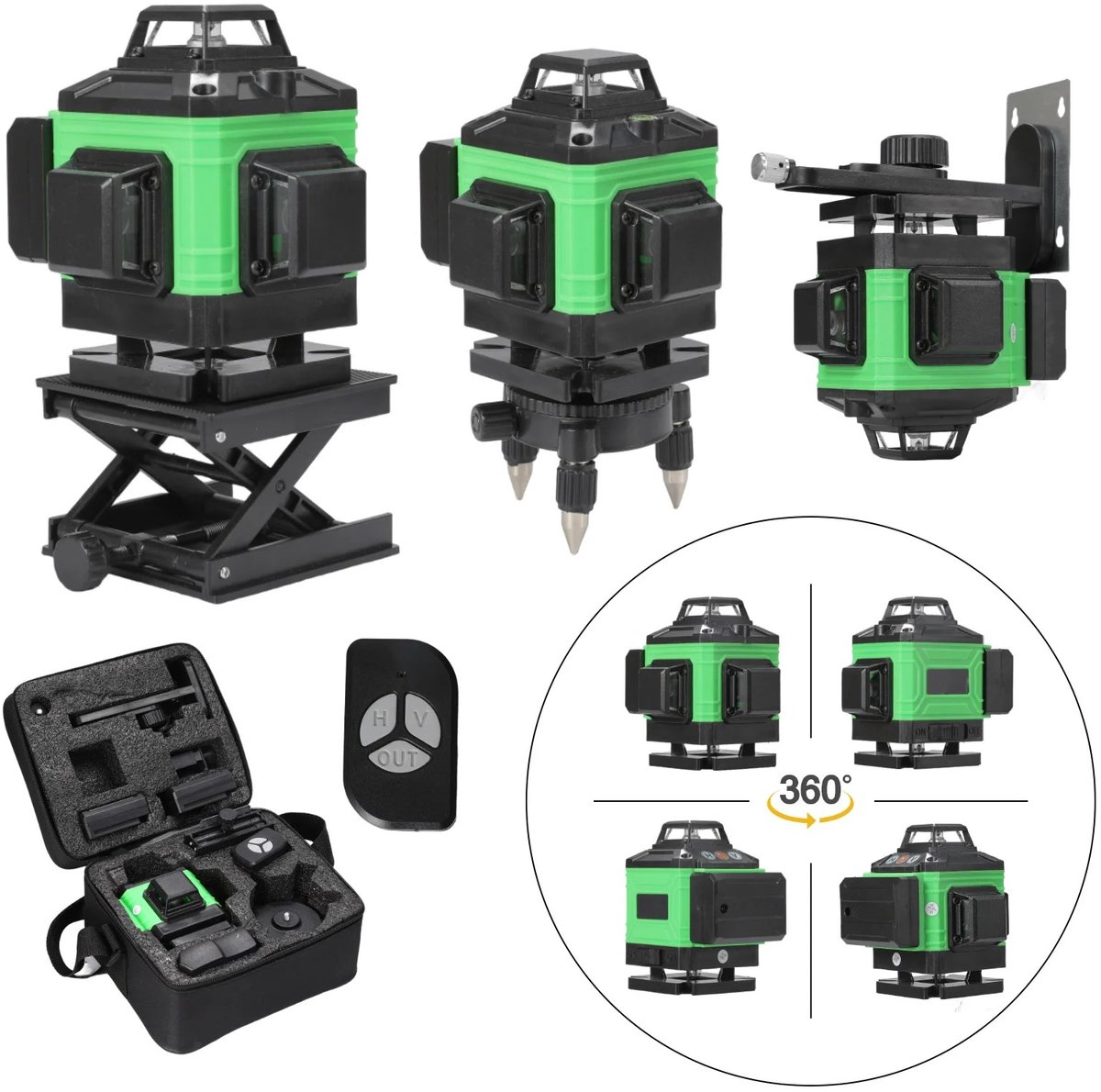 Cventrix Kruislijnlaser - Laserwaterpas - kruislaser - 4D 16 lijnen laserwaterpas - 3 ° Automatische Nivelleringsmachine - USB oplaadbare batterij - Verticale Horizontale Laser-nivelleringsmachine