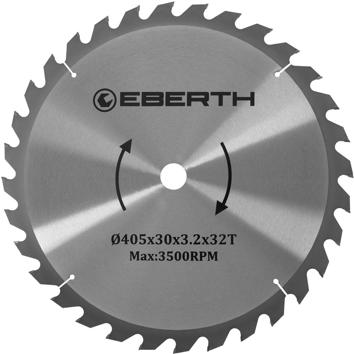 EBERTH cirkelzaagblad, zaagblad van staal met hardmetalen tanden voor het zagen van hout (diameter 405 mm, boorgat 30 mm, bladdikte 2,2 mm, zaagbreedte 3,2 mm, 32 tanden, max. 5000 tpm)