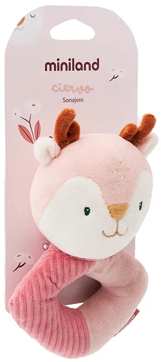 Miniland Deer Rammelaar Roze Kinderen
