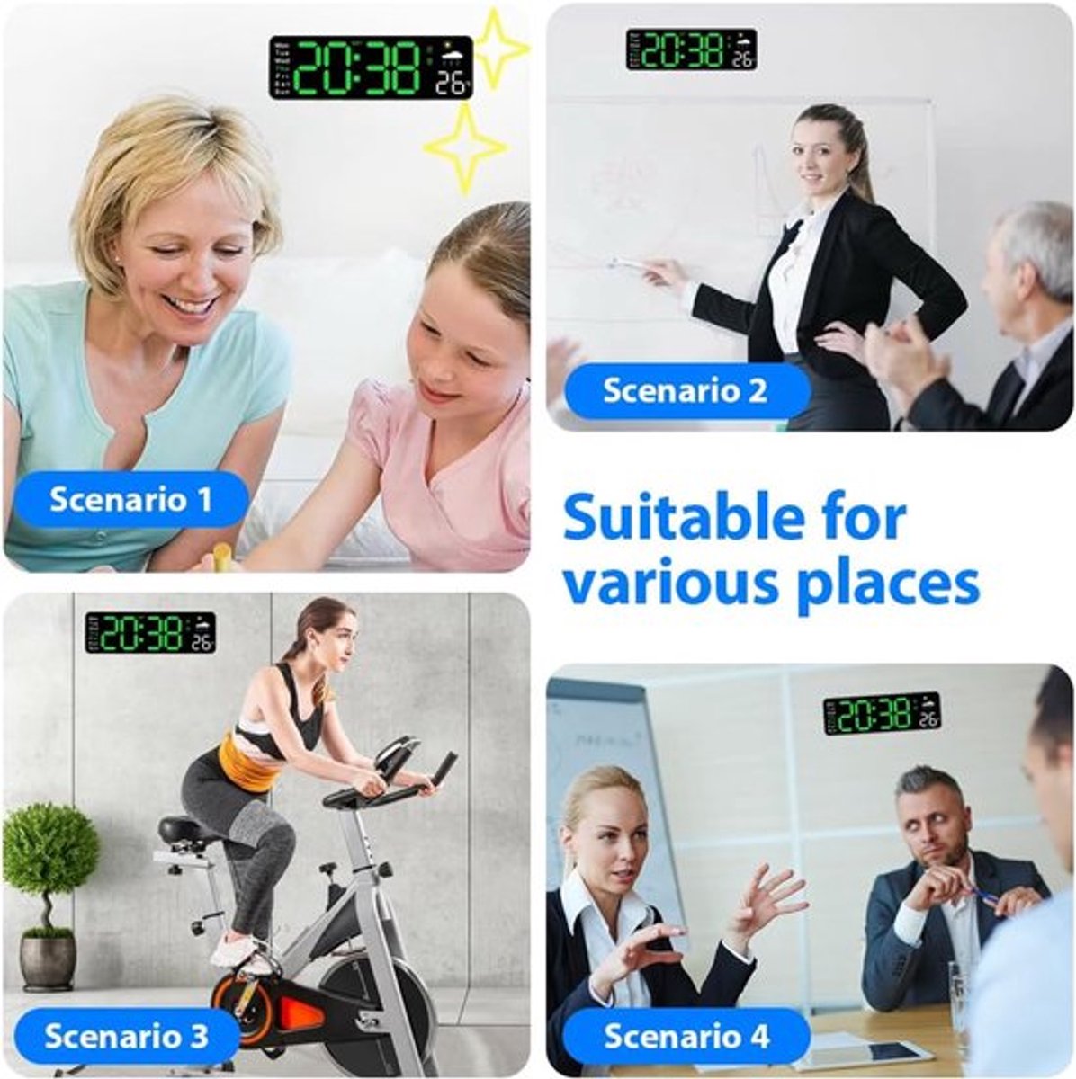Inovra Plus - Digitale LED-wandklok met afstandsbediening en countdown - Geschikt