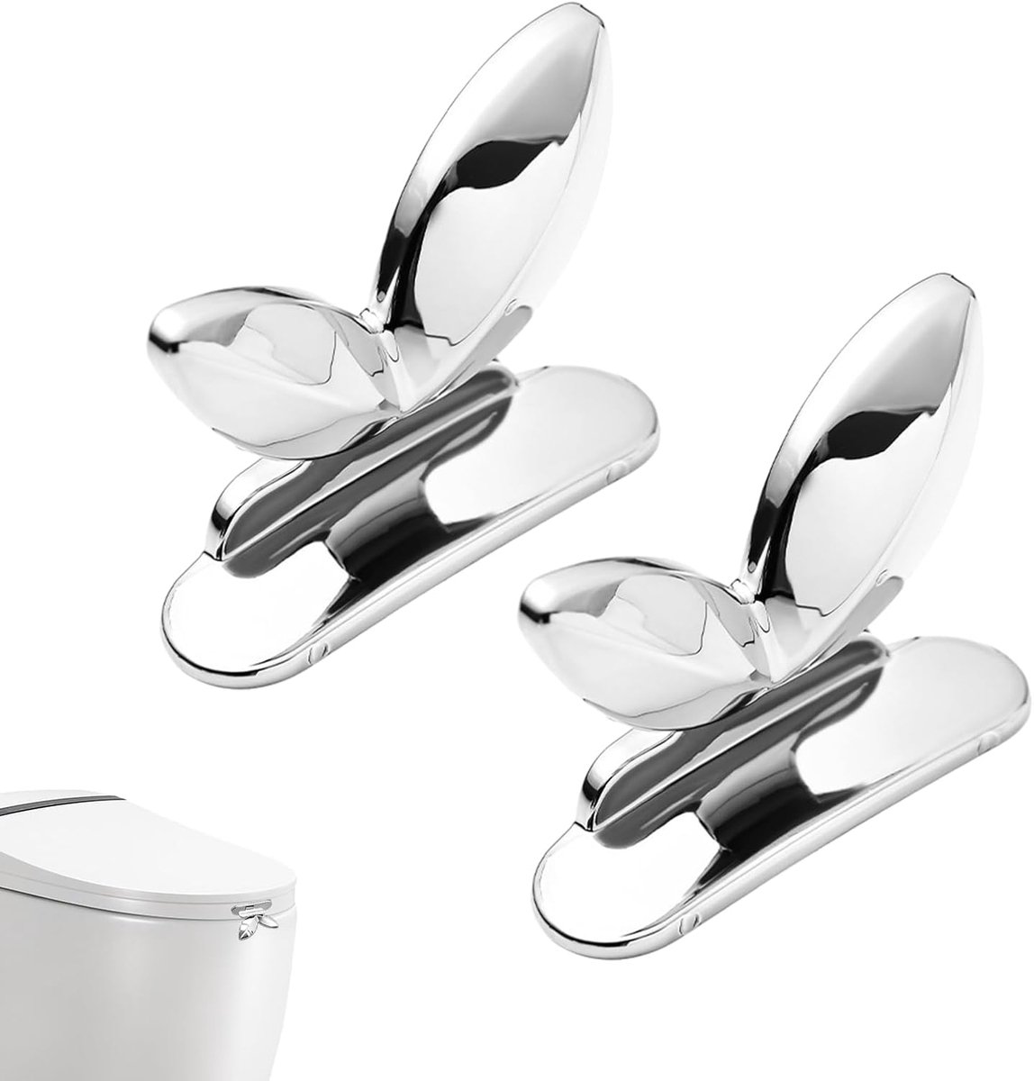 Toiletbril Lifter - Handvat Houder - Hygiënisch Werken - Zelfklevende Montage - 2 Stuks - Zilver