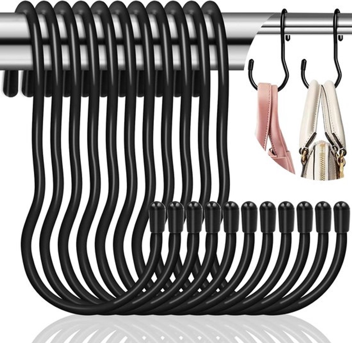 Set van 12 zwart S-haken Inovra Plus voor keukenkast en garage