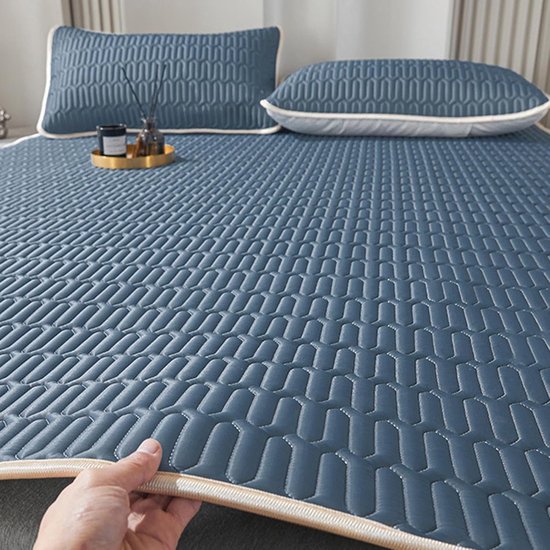 Zomer Koelmat - Slaapmat - Koel slapen - Zijde stof - 180 x 200 cm - Blauw — afbeelding 3