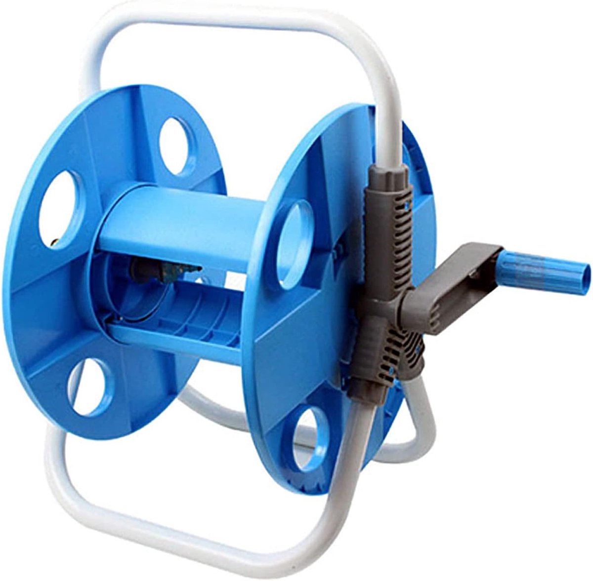 Slanghaspel Trolley - Draagbare Wagen - Tuin Water Geven - Lichtgewicht Opvouwbaar - Tot 35m Slang - Blauw Grijs