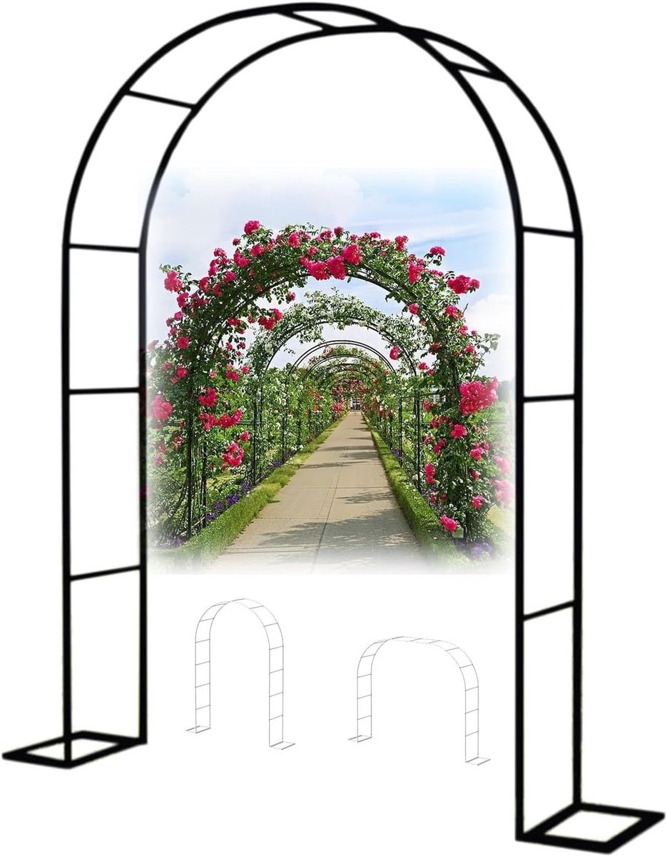 Tuinboog Prieel - Decoratieve boog - Bruiloft decoratie - Verstelbare breedte - 22 m hoog - Zwart