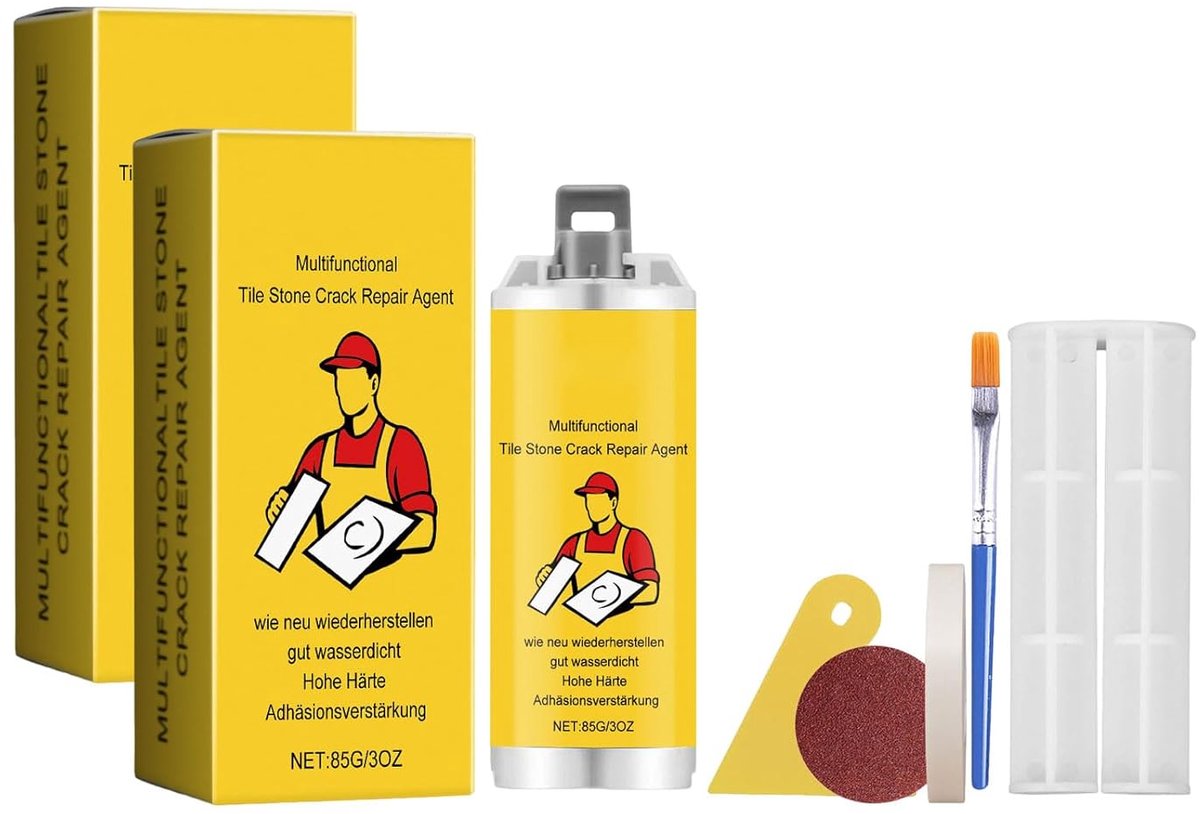 Tegel reparatieset - Steen reparatie - Oppervlakken herstellen - Naadloze afwerking - 2 stuks - Multicolor