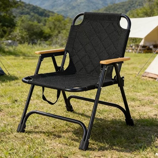 Campingstoel - Strandstoel - Vissersstoel - Visstoel - Rugleuning - Opvouwbare stoel - Zwart - 50,5x57x74 CM — afbeelding 4