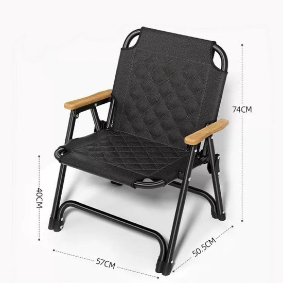 Campingstoel - Strandstoel - Vissersstoel - Visstoel - Rugleuning - Opvouwbare stoel - Zwart - 50,5x57x74 CM — afbeelding 5