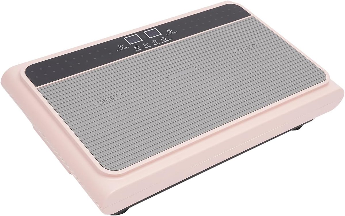 Elektrische Trilplaat - Trainingsapparaat Thuis - Lichaamsconditie Verbeteren - 99 Snelheden Instelbaar - 54x33x12 cm - Grijs Roze