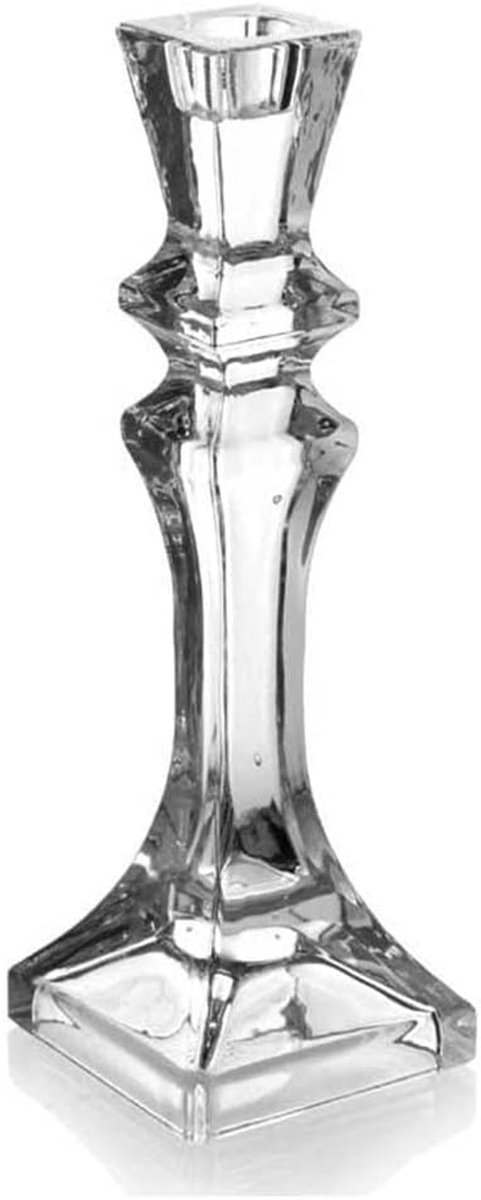 Glazen Kaarsenstandaard - Elegante kandelaar - Sfeervolle Decoratie - Modern Transparant Design - 25 cm Hoog - Helder