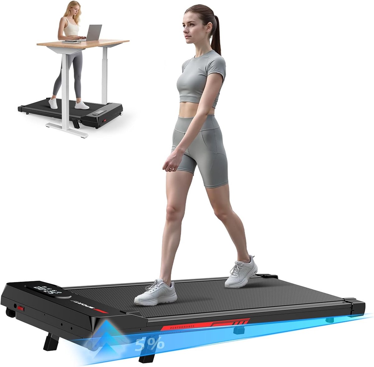 Loopband voor thuis - Opvouwbaar fitnessapparaat - Actief blijven - 7% hellingshoek instelbaar - 130kg capaciteit - Donker zwart