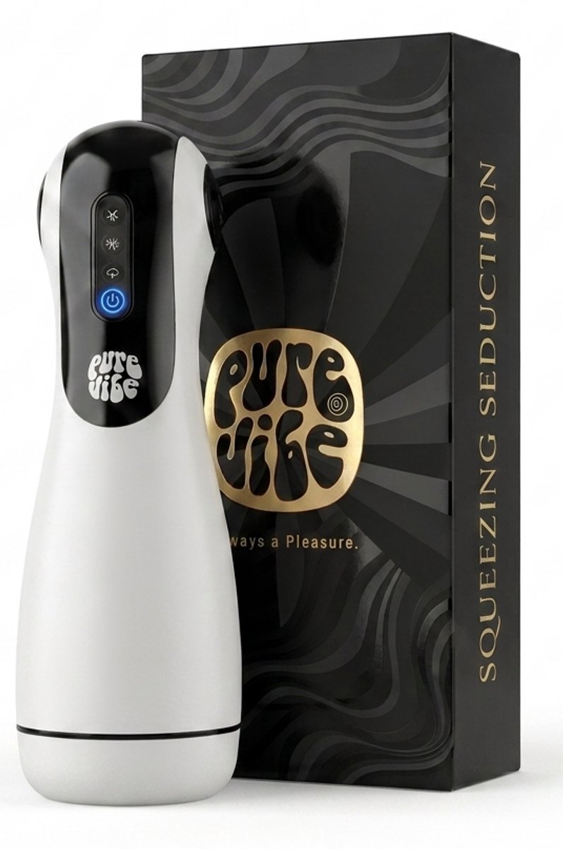 PureVibe® Squeezing Seduction Zuigende & Knijpende Sex Toys voor mannen - Automatisch Vibrerende Blowjob Masturbators - Masturbator voor Man - Pocket Pussy Zelf Electrisch & Aftrekken | Pearl White - valentijn cadeau