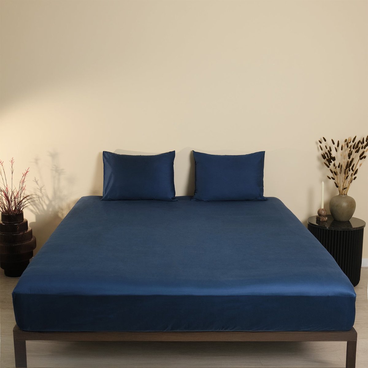 Sheetz Happen Hoeslaken 160x200x30cm - Blauw - Katoensatijn - 400TC - 100% Katoen