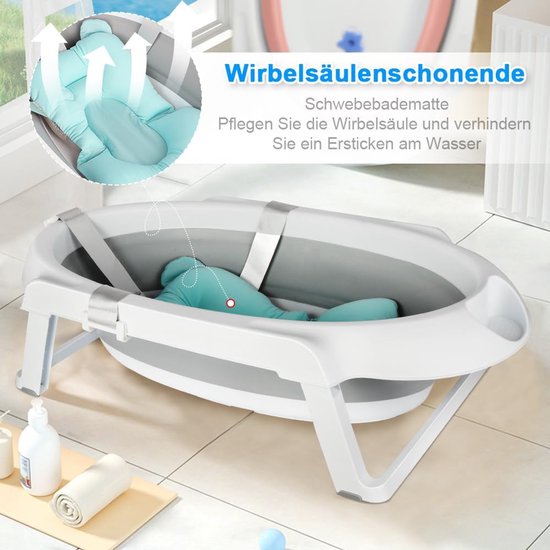 Babybadkuip met frame - Opvouwbaar badje - Veilig badderen - Kleurveranderende stop - 82 cm - Grijs — afbeelding 4