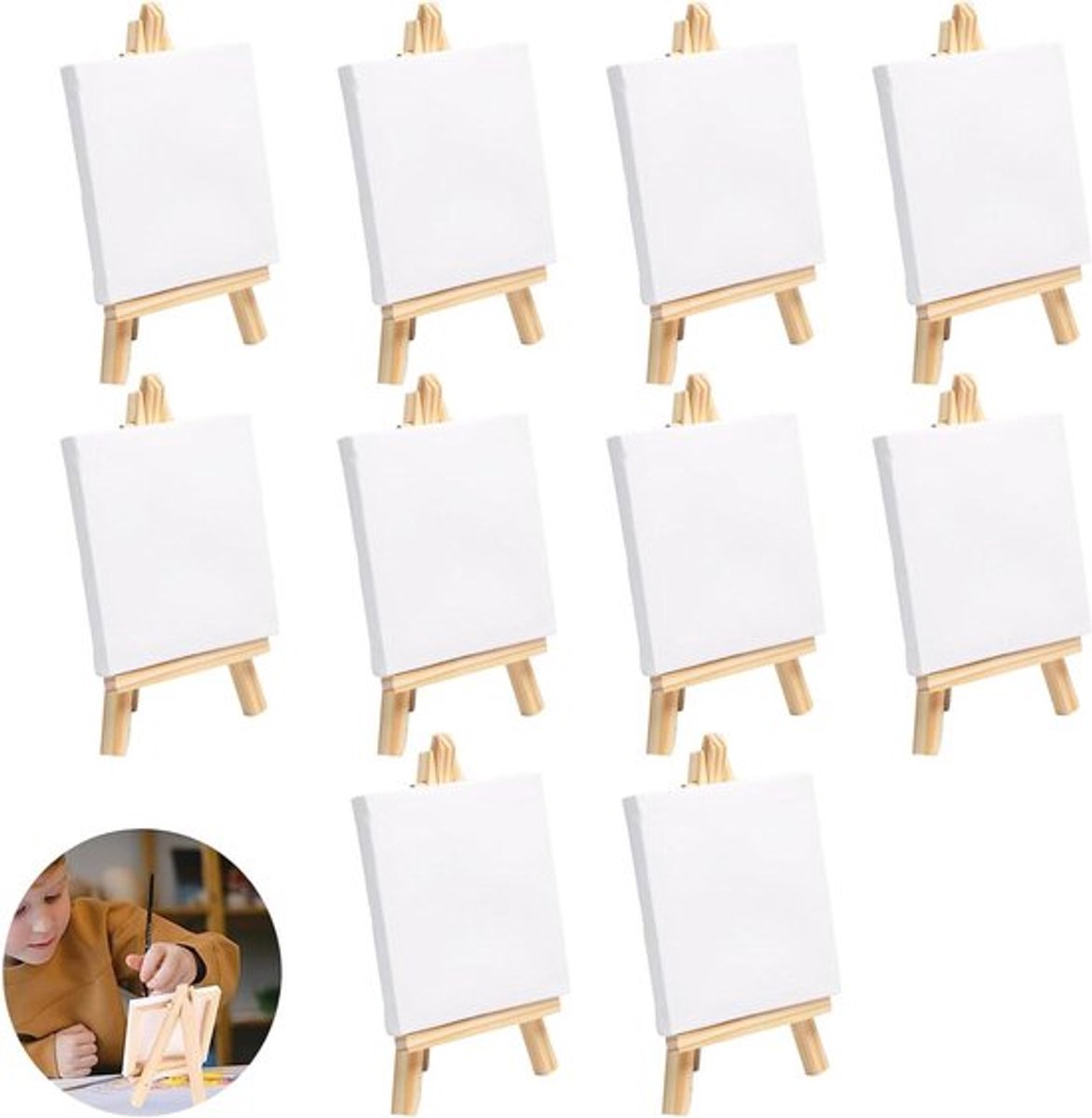 Mini canvas ezel voor schilderen in pakketten 10 stukken Inovra Plus