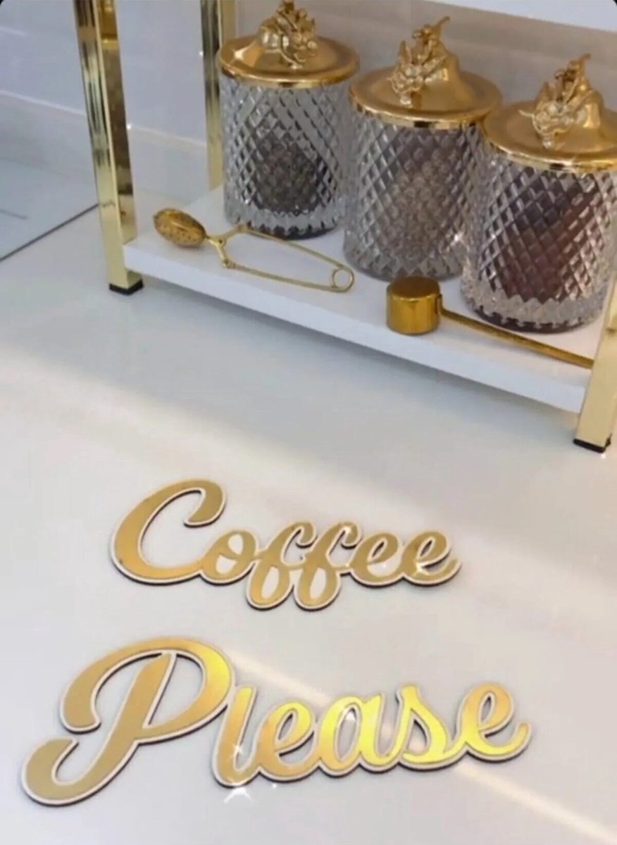 Coffee Please Muur Set, Koffiehoek Muurdecoratie 'Coffee' 20x11 cm, 'Please' 24x9,5 cm.
