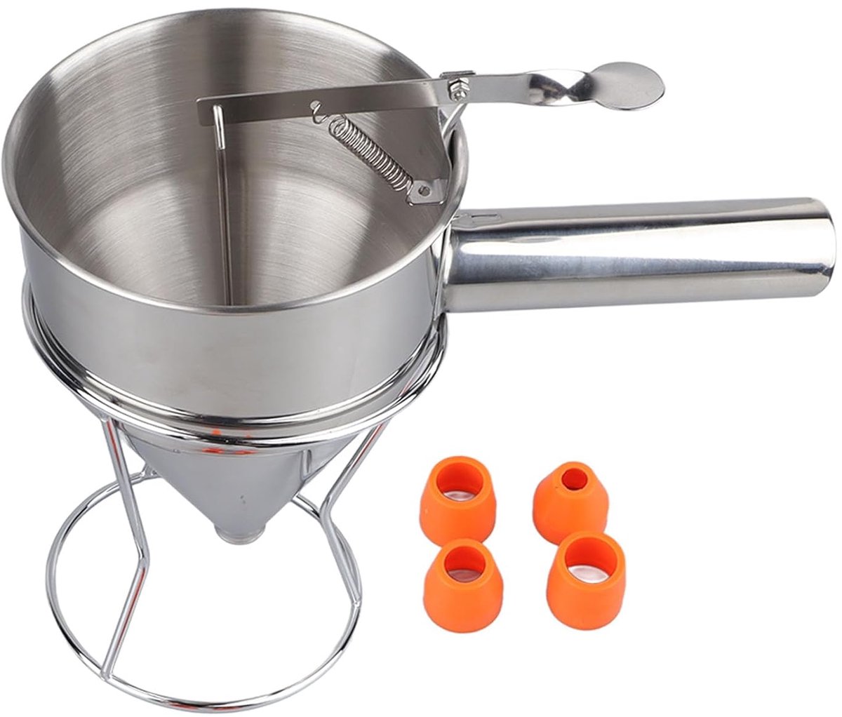 Beslag Dispenser - Cakevorm - Pannenkoeken Bakken - Lekvrij Ontwerp - 24 x 17 x 15 cm - Zilver