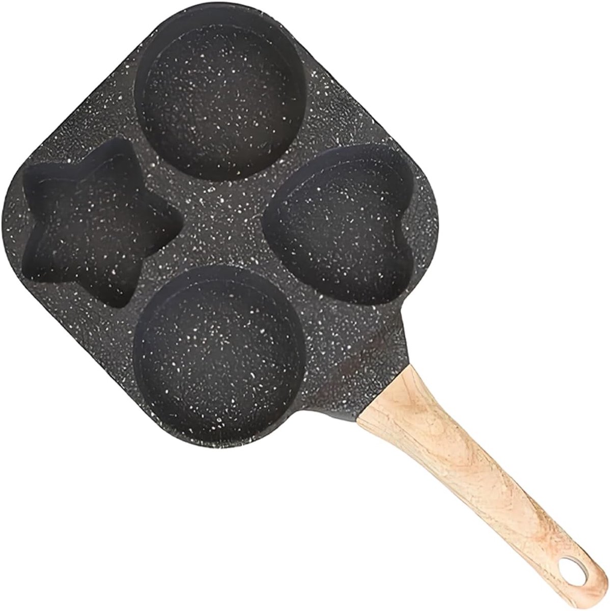 Eierpan met 4 Kopjes Omelet Pan Pannenkoekenpan Ontbijt Koken Vormpjes Hart en Ster N.v.t. Zwart