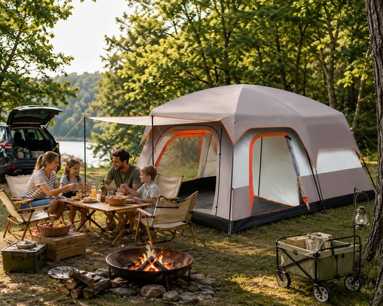 Jurrys tent - Kampeertent - Zonnescherm - paviljoentent - 4 personen - Met draagtas - Weerbestendig - Uv bescherming - 210x155x180 cm van Jurrys — afbeelding 5