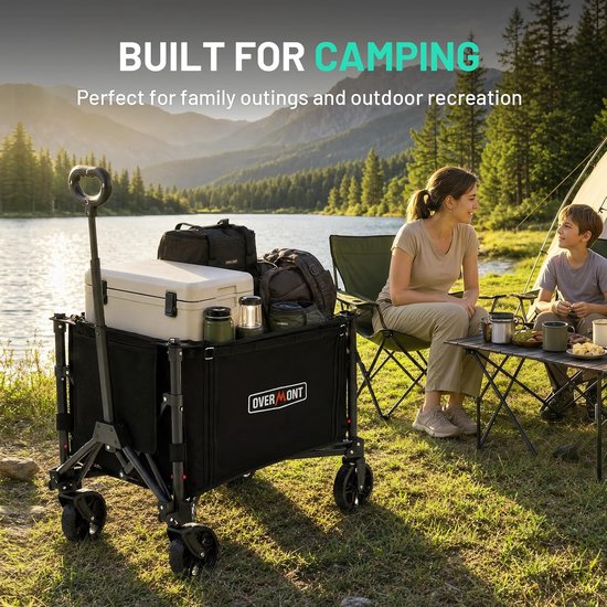 Opvouwbare Bolderkar – Compacte Bolderwagen met All-Terrain Wielen – Inklapbaar – Lichtgewicht – Voor Strand, Camping & Boodschappen — afbeelding 4