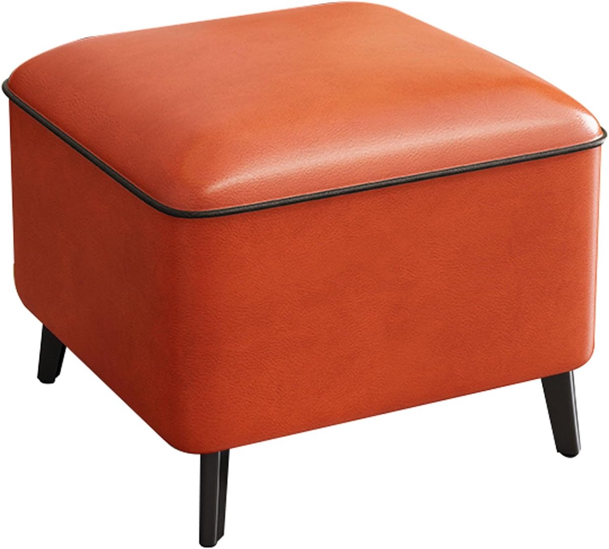 Voetenbankje Leer - Poef Hocker - Ontspannen Zitten - Waterdicht Oppervlak - 30x40x32 cm - Citroengeel