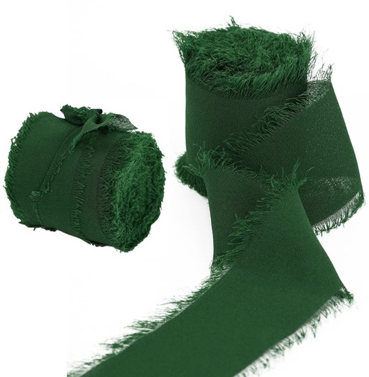 Vt products - Chiffonband - Decoratief Lint - 5 x 15 m - Donkergroen - Cadeaulint