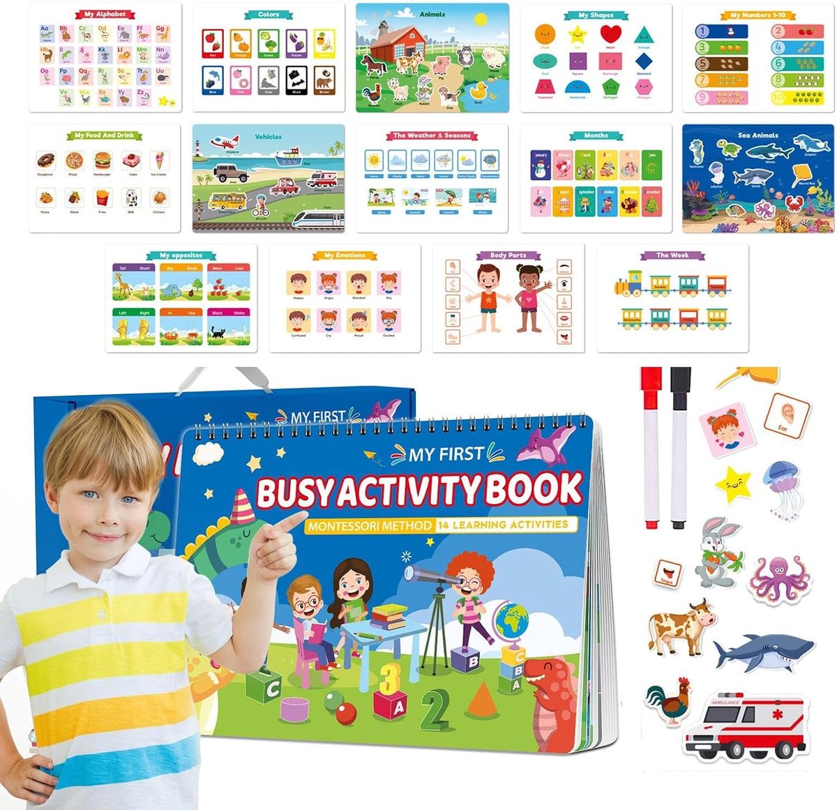 Activiteitenboek Kinderen - Educatief Speelgoed - Ouder-Kind Interactie - Bevordert Praktische Vaardigheden - 29x21.5x3 cm - Meerdere Kleuren
