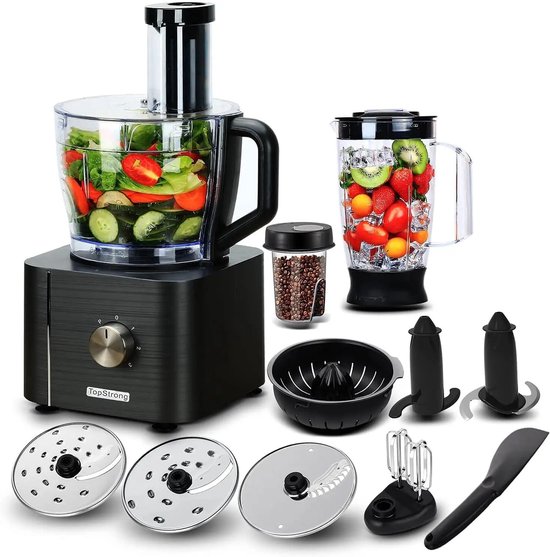 Emvae Keukenmachine - Groentesnijder - Hakmolen - Foodprocessor - Multifunctioneel - Hakken Mixen Kneden Snijden Raspen - 3,2L + 1,5L - Zwart van emvae — afbeelding 5