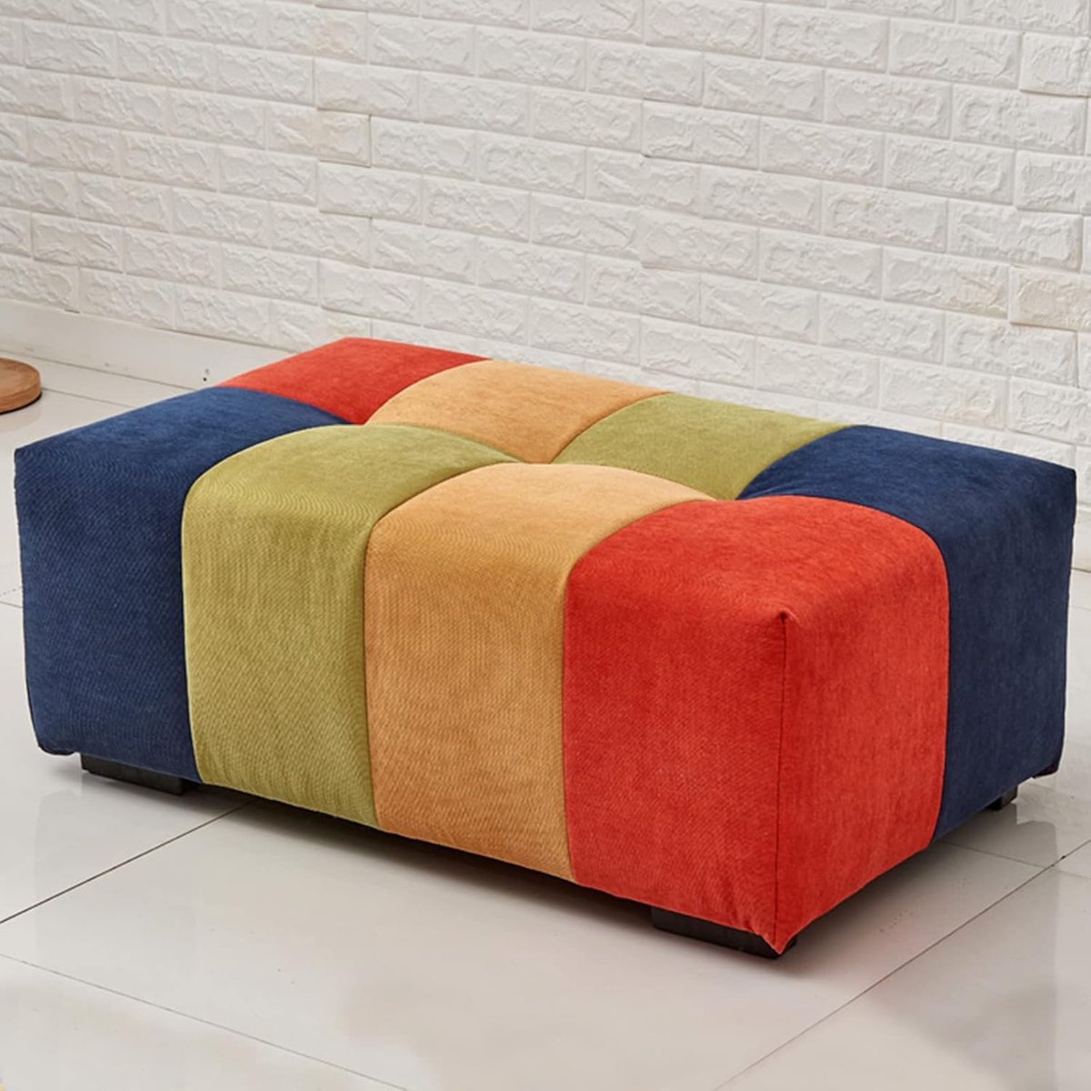 Voetenbankje Linnen - Zitkrukje - Ontspannen Benen - Hoge Veerkracht - 60x40x40cm - Gekleurd